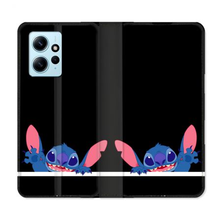 Housse Cuir Portefeuille Pour Xiaomi Redmi Note 12 4G Stitch Noir