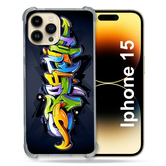 Coque Renforcée En Verre Trempé Pour Iphone 15 (6.1) Street Art Graffiti