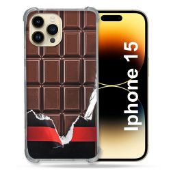 Coque Renforcée En Verre Trempé Pour Iphone 15 (6.1) Texture Trompe Oeil Chocolat