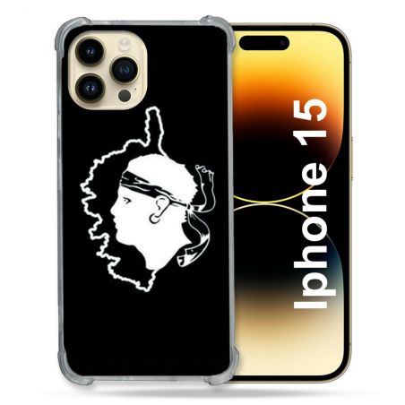 Coque Renforcée En Verre Trempé Pour Iphone 15 (6.1) Voyage Corse Noir