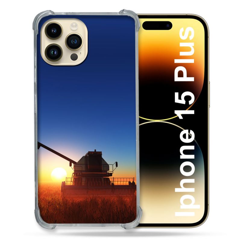 Coque Compatible MagSafe Pour Iphone 15 Plus Agriculture Moissonneuse Soleil