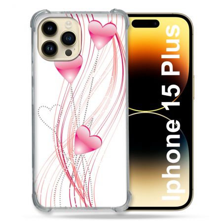 Coque Compatible MagSafe Pour Iphone 15 Plus Amour Coeur Rose Montant sur Blanc