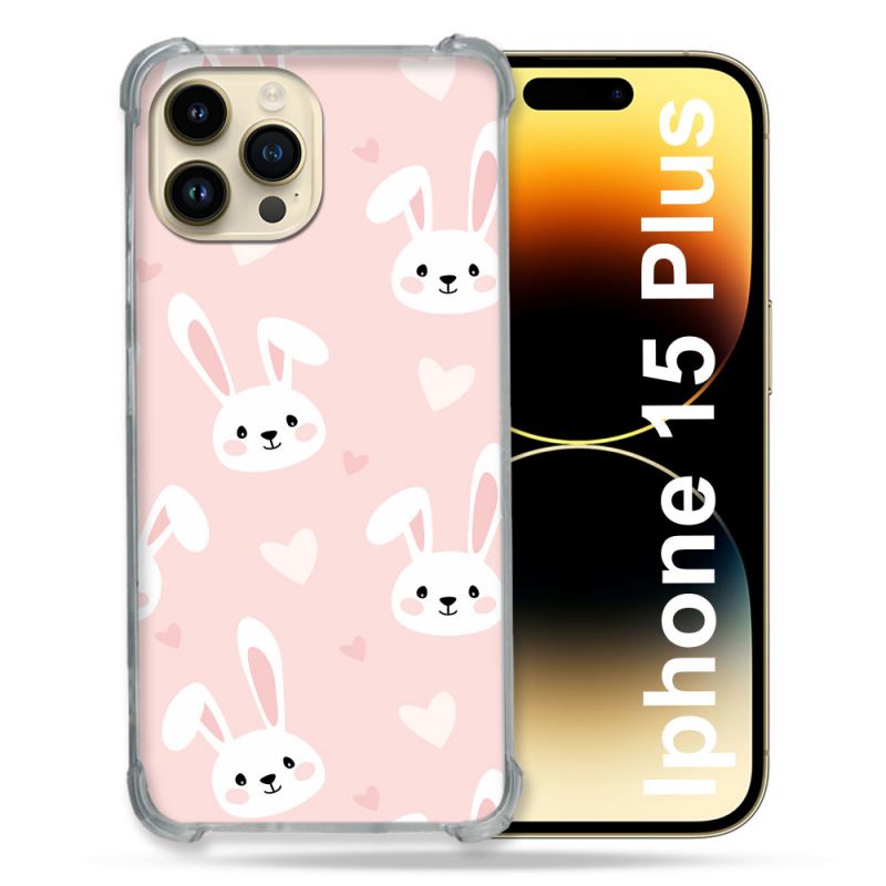 Coque Compatible MagSafe Pour Iphone 15 Plus Animal Lapin Rose