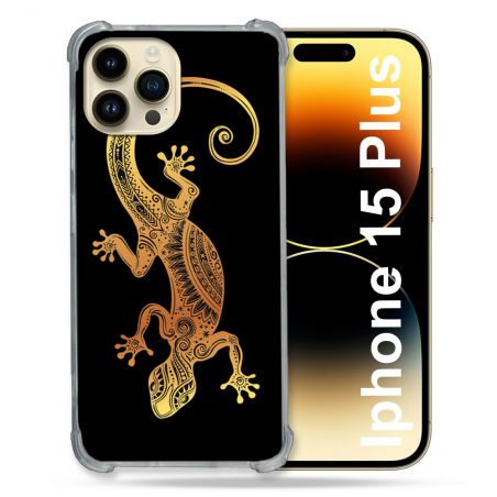 Coque Compatible MagSafe Pour Iphone 15 Plus Animal Lezard Noir