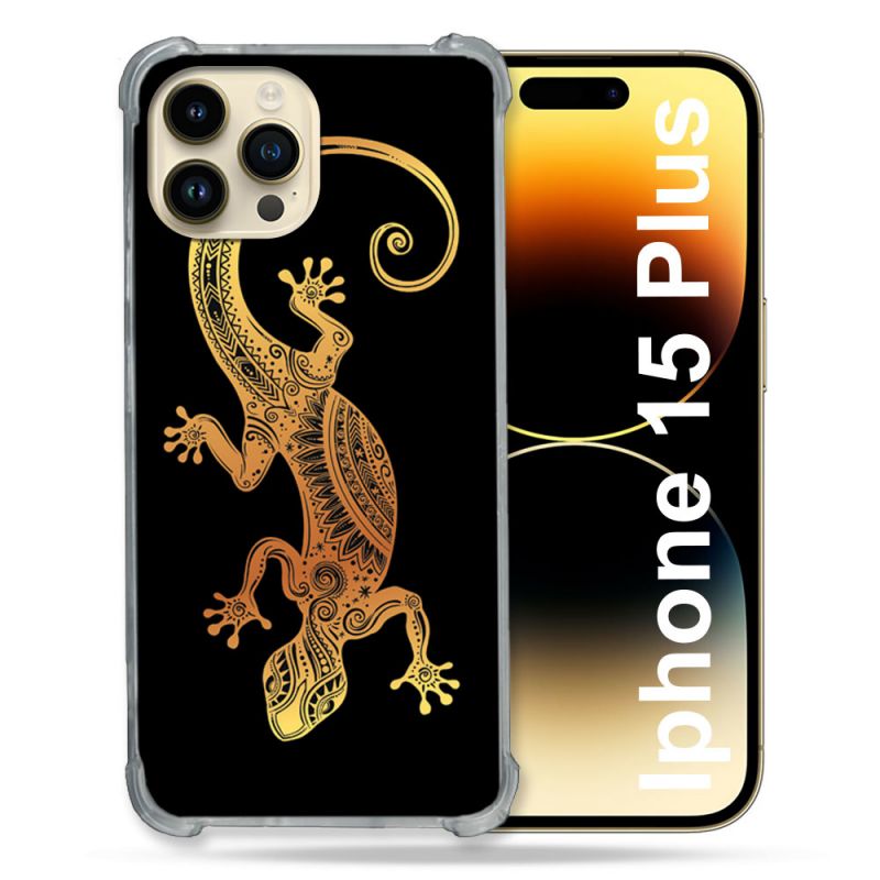 Coque Compatible MagSafe Pour Iphone 15 Plus Animal Lezard Noir