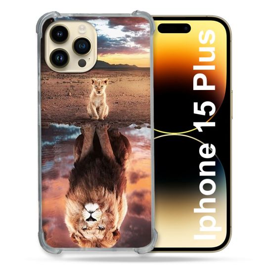 Coque Compatible MagSafe Pour Iphone 15 Plus Animal Lion Reflet