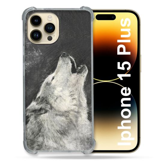 Coque Compatible MagSafe Pour Iphone 15 Plus Animal Loup Hurlement
