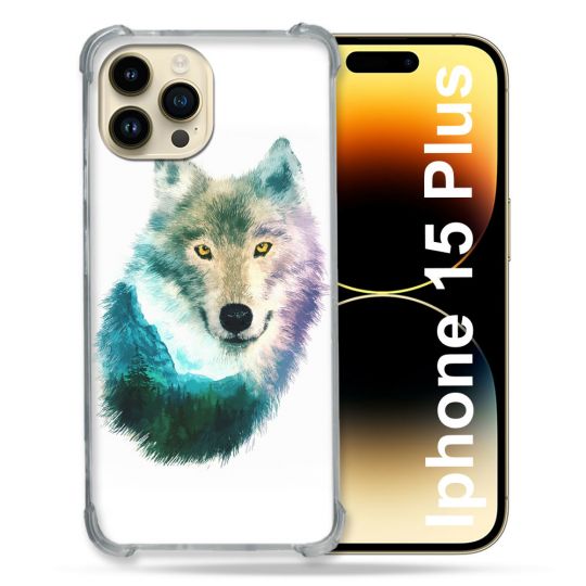 Coque Compatible MagSafe Pour Iphone 15 Plus Animal Loup Montagne