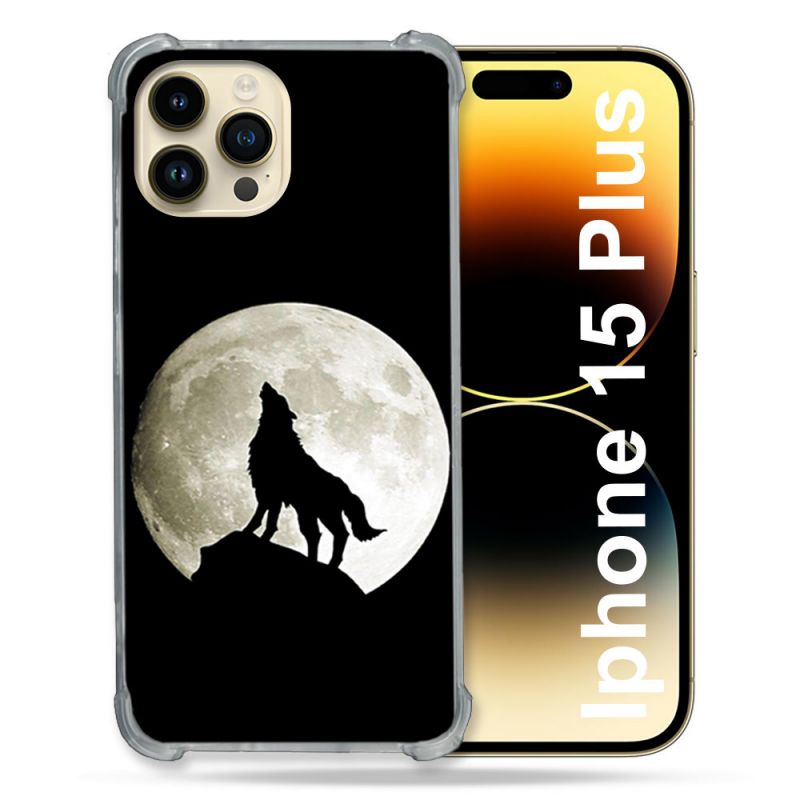 Coque Compatible MagSafe Pour Iphone 15 Plus Animal Loup Noir
