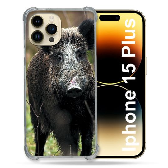 Coque Compatible MagSafe Pour Iphone 15 Plus Chasse Sanglier bois