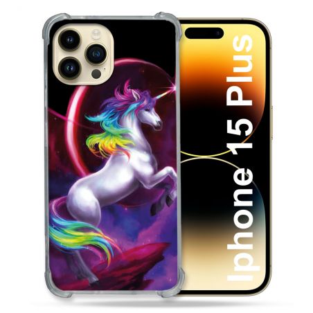 Coque Compatible MagSafe Pour Iphone 15 Plus Fantastique Licorne Arc en ciel