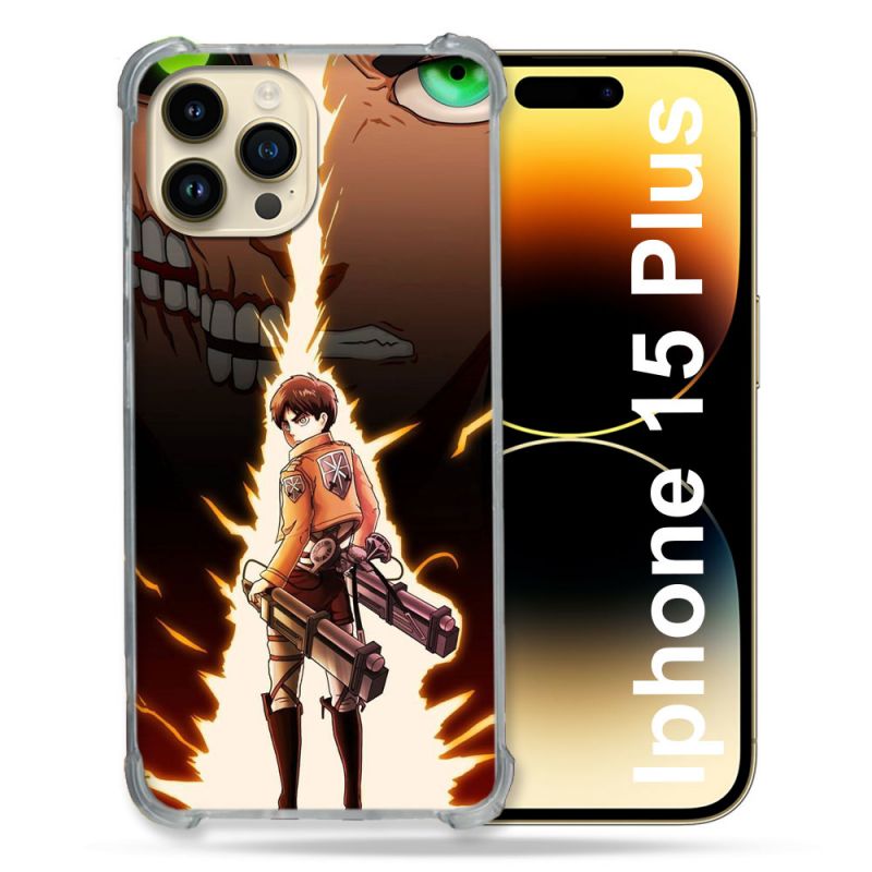 Coque Compatible MagSafe Pour Iphone 15 Plus Manga Attaque Titans Eren Eclair