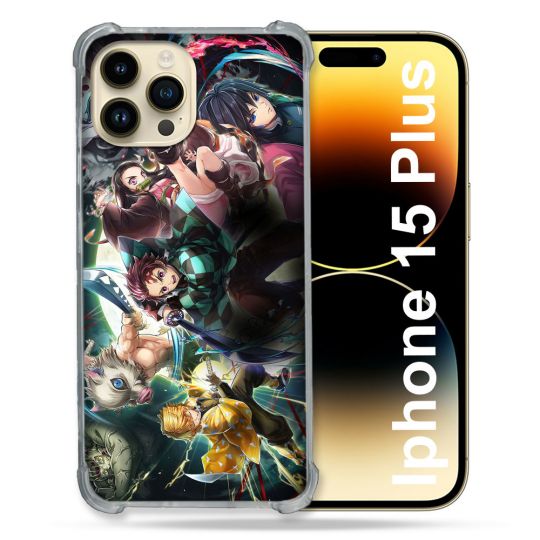 Coque Compatible MagSafe Pour Iphone 15 Plus Manga Demon Slayer Groupe