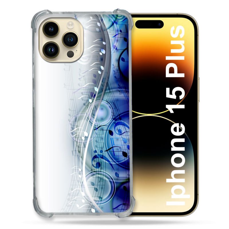 Coque Compatible MagSafe Pour Iphone 15 Plus Musique Partition Vague
