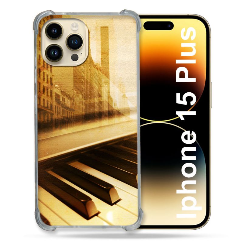 Coque Compatible MagSafe Pour Iphone 15 Plus Musique Piano Retro