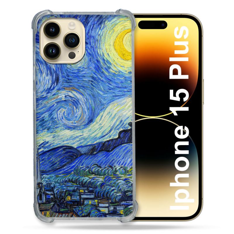 Coque Compatible MagSafe Pour Iphone 15 Plus Peinture La nuit étoilée
