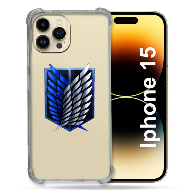 Coque Renforcée En Verre Trempé Transparente Pour Iphone 15 (6.1) Attaque Titan Logo