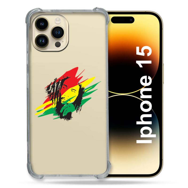 Coque Renforcée En Verre Trempé Transparente Pour Iphone 15 (6.1) Bob Marley Graf