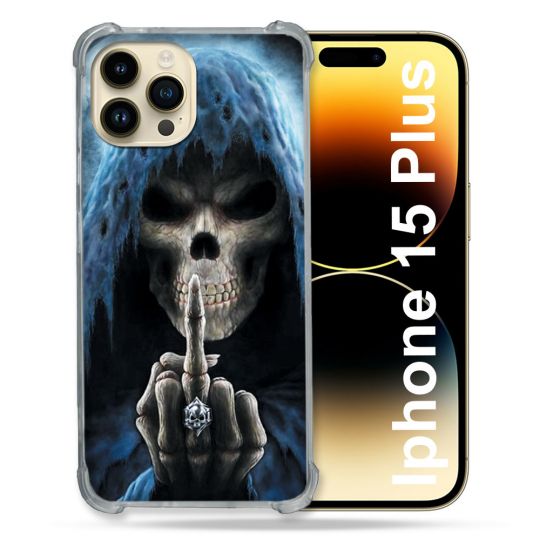 Coque Compatible MagSafe Pour Iphone 15 Plus Tete de Mort Doigt