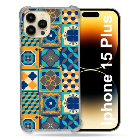 Coque Compatible MagSafe Pour Iphone 15 Plus Texture Carreau Ciment Orange