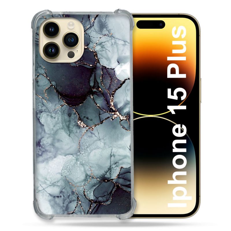 Coque Compatible MagSafe Pour Iphone 15 Plus Texture Marbre Gris