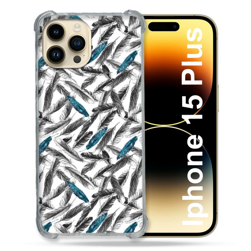 Coque Compatible MagSafe Pour Iphone 15 Plus Texture Plume Canard