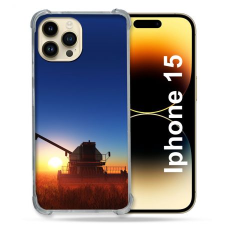 Coque Compatible MagSafe Pour Iphone 15 (6.1) Agriculture Moissonneuse Soleil