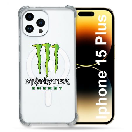 Coque Compatible MagSafe Transparente Pour Iphone 15 Plus (6.7) Monster Energy