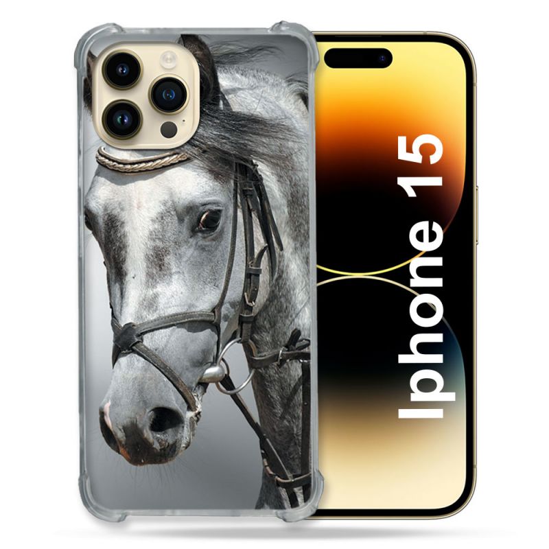 Coque Compatible MagSafe Pour Iphone 15 (6.1) Animal Cheval Blanc