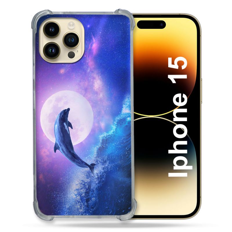 Coque Compatible MagSafe Pour Iphone 15 (6.1) Animal Dauphin Vague