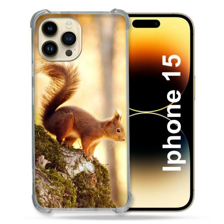 Coque Compatible MagSafe Pour Iphone 15 (6.1) Animal Ecureuil Bois