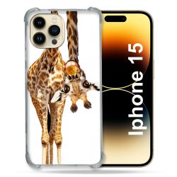 Coque Compatible MagSafe Pour Iphone 15 (6.1) Animal Girafe Blanche