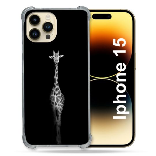 Coque Compatible MagSafe Pour Iphone 15 (6.1) Animal Girafe Noire
