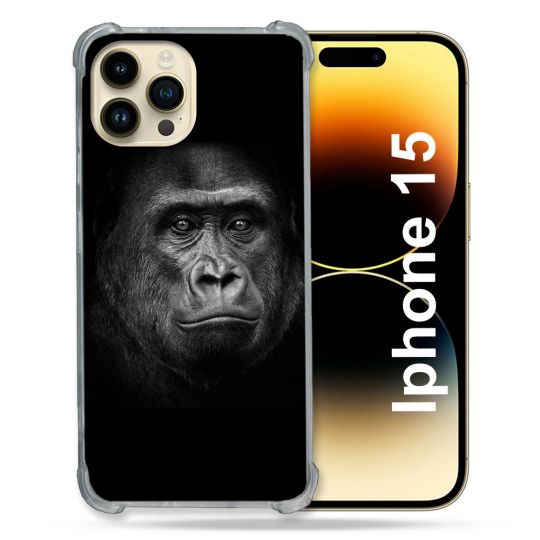 Coque Compatible MagSafe Pour Iphone 15 (6.1) Animal Gorille Noir