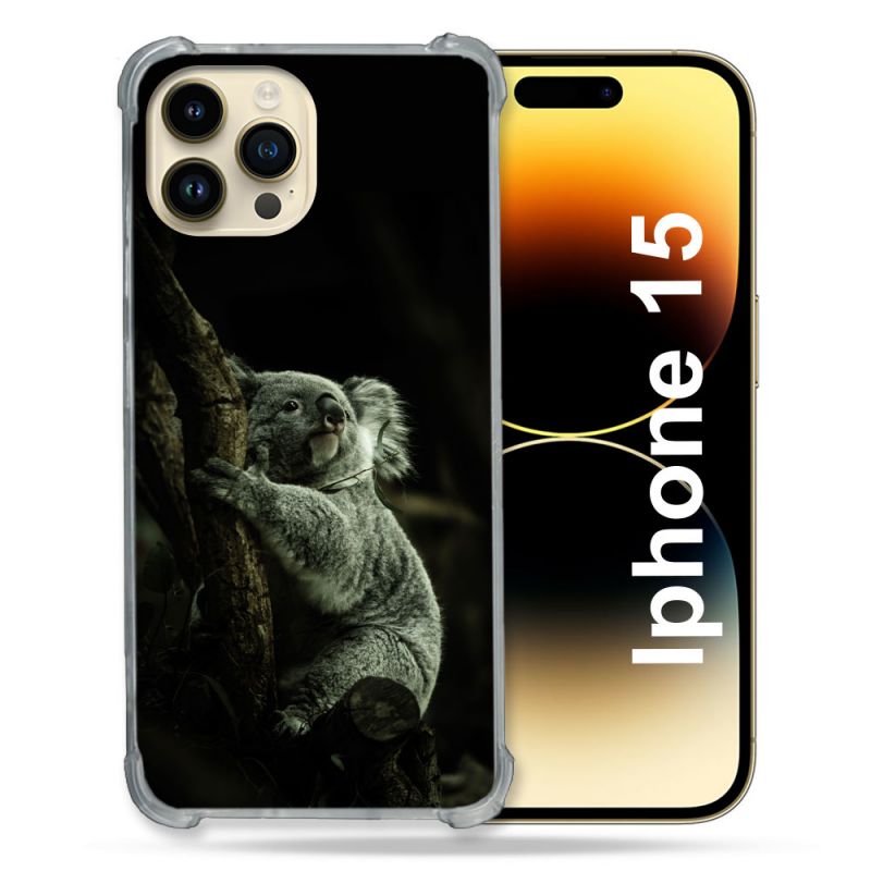 Coque Compatible MagSafe Pour Iphone 15 (6.1) Animal Koala Noir