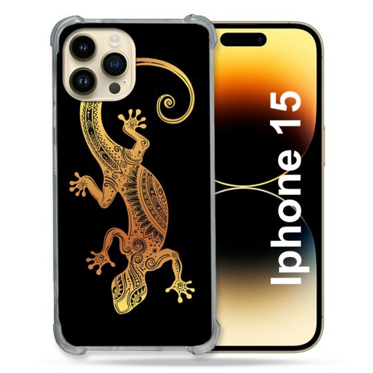 Coque Compatible MagSafe Pour Iphone 15 (6.1) Animal Lezard Noir