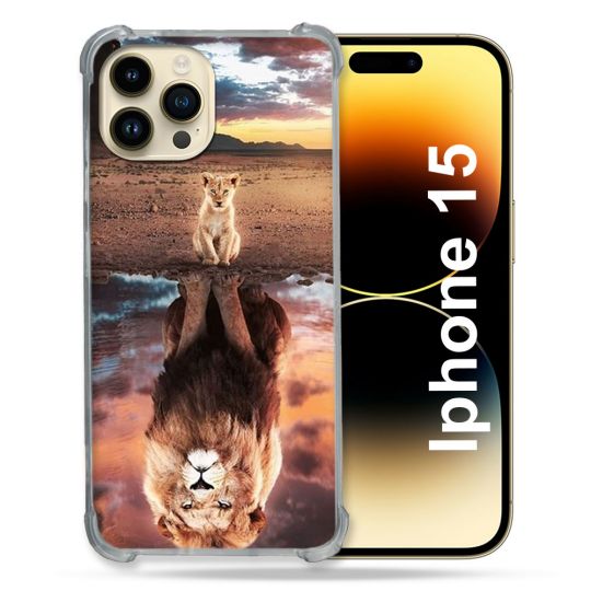 Coque Compatible MagSafe Pour Iphone 15 (6.1) Animal Lion Reflet