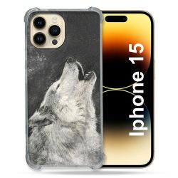 Coque Compatible MagSafe Pour Iphone 15 (6.1) Animal Loup Hurlement