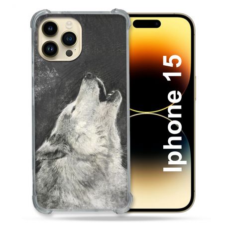 Coque Compatible MagSafe Pour Iphone 15 (6.1) Animal Loup Hurlement