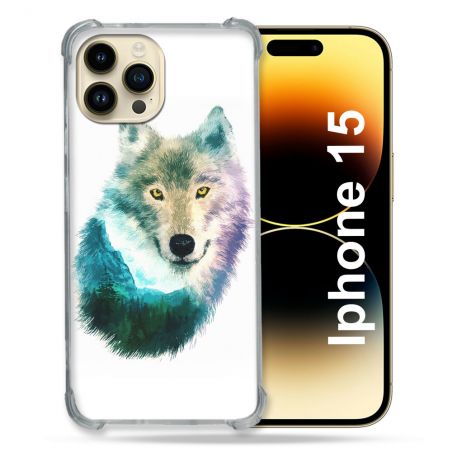 Coque Compatible MagSafe Pour Iphone 15 (6.1) Animal Loup Montagne
