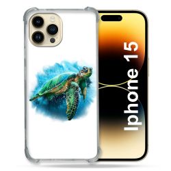 Coque Compatible MagSafe Pour Iphone 15 (6.1) Animal Tortue Blanche multicolore