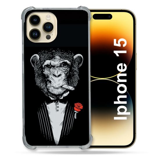 Coque Compatible MagSafe Pour Iphone 15 (6.1) Decale Singe Mafia