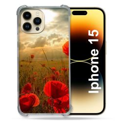 Coque Compatible MagSafe Pour Iphone 15 (6.1) Fleur Coquelicot
