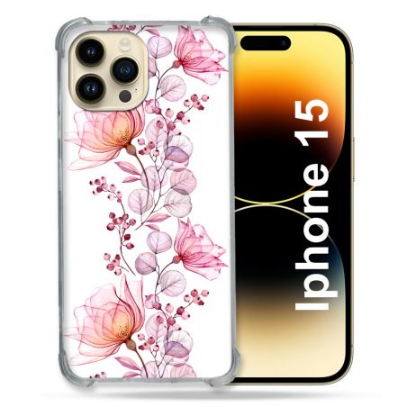 Coque Compatible MagSafe Pour Iphone 15 (6.1) Fleur Eclosion