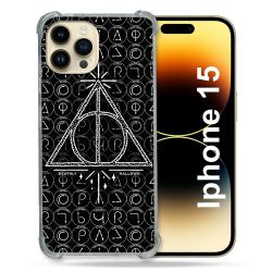 Coque Compatible MagSafe Pour Iphone 15 (6.1) Harry Potter Hollows Triangle Noir
