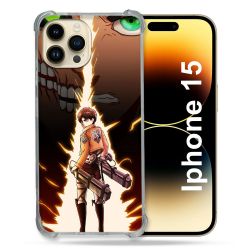 Coque Compatible MagSafe Pour Iphone 15 (6.1) Manga Attaque Titans Eren Eclair