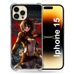 Coque Compatible MagSafe Pour Iphone 15 (6.1) Manga Attaque Titans Mikasa
