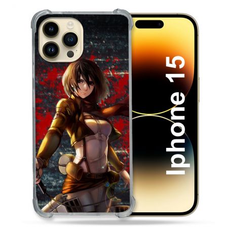 Coque Compatible MagSafe Pour Iphone 15 (6.1) Manga Attaque Titans Mikasa