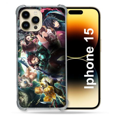 Coque Compatible MagSafe Pour Iphone 15 (6.1) Manga Demon Slayer Groupe