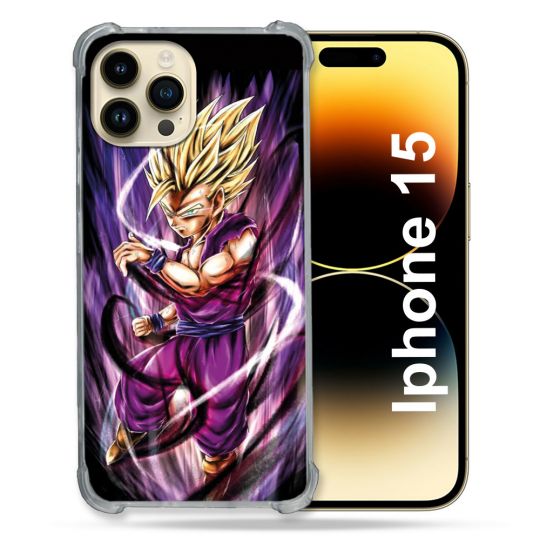 Coque Compatible MagSafe Pour Iphone 15 (6.1) Manga Dragon Ball Sangohan Violet